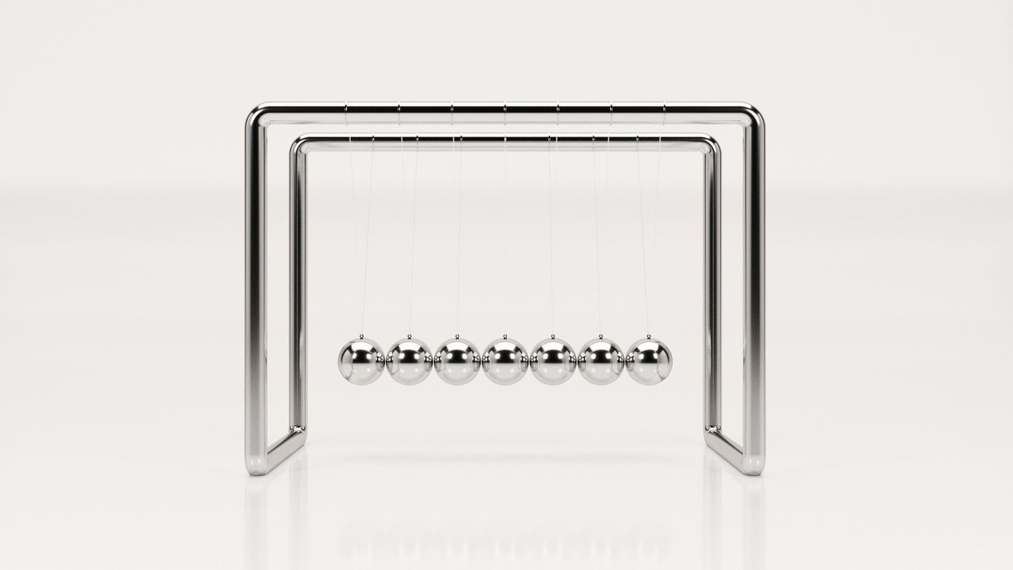Newton's Cradle: Elegant Steel Minimalist Design. Office/Home Desk Decor (Newton Balls)